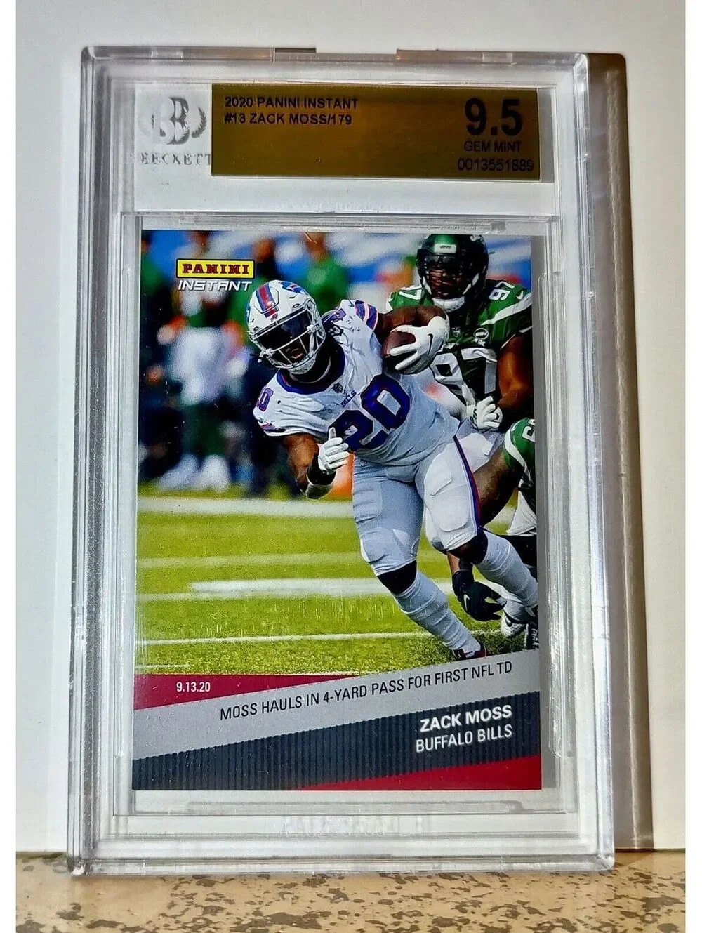 Zack Moss 2020 Panini NFL #13 Football Card 1 of 179 BGS 9.5 Gem Buffalo Bills